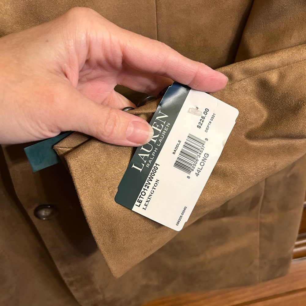 NWT LAUREN RALPH LAUREN Men’s Faux Suede Sport Coat Blazer in Tan/Brown 44L - Picture 9 of 13